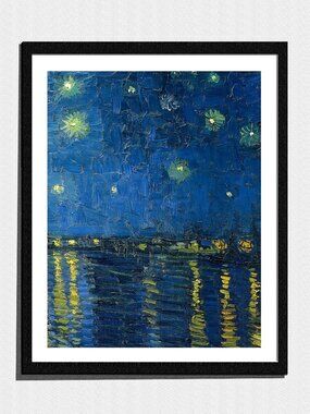 Art Print, Minimalist Midnight Starry Sky Harbor Cityscape